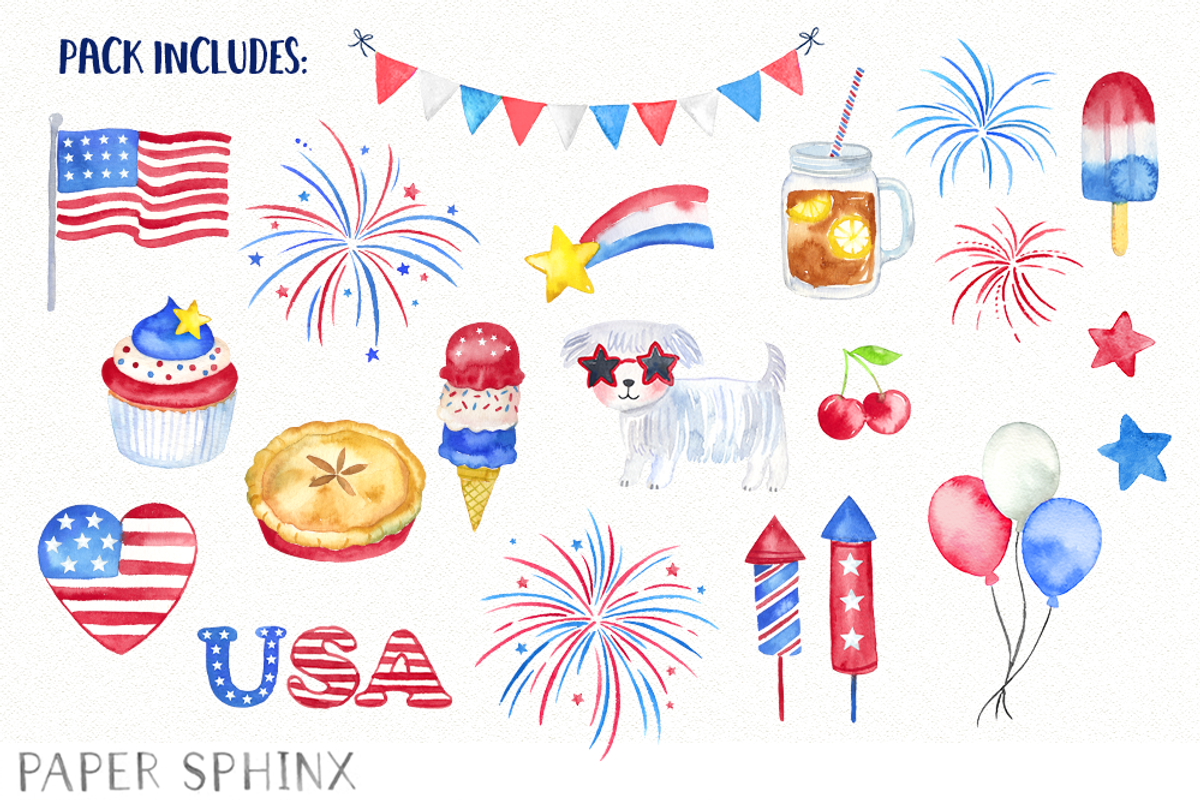 4th of July Clipart Pack, an Illustration by PaperSphinx (Photo 2 of 3)