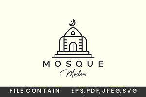 Mosque Line Art Style Logo Icon