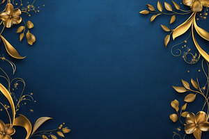 Golden edges on blue background, a Photo by Pavel_design