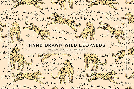 Hand Drawn Wild Leopards, a Wallpaper Graphic by MalyskaStudio