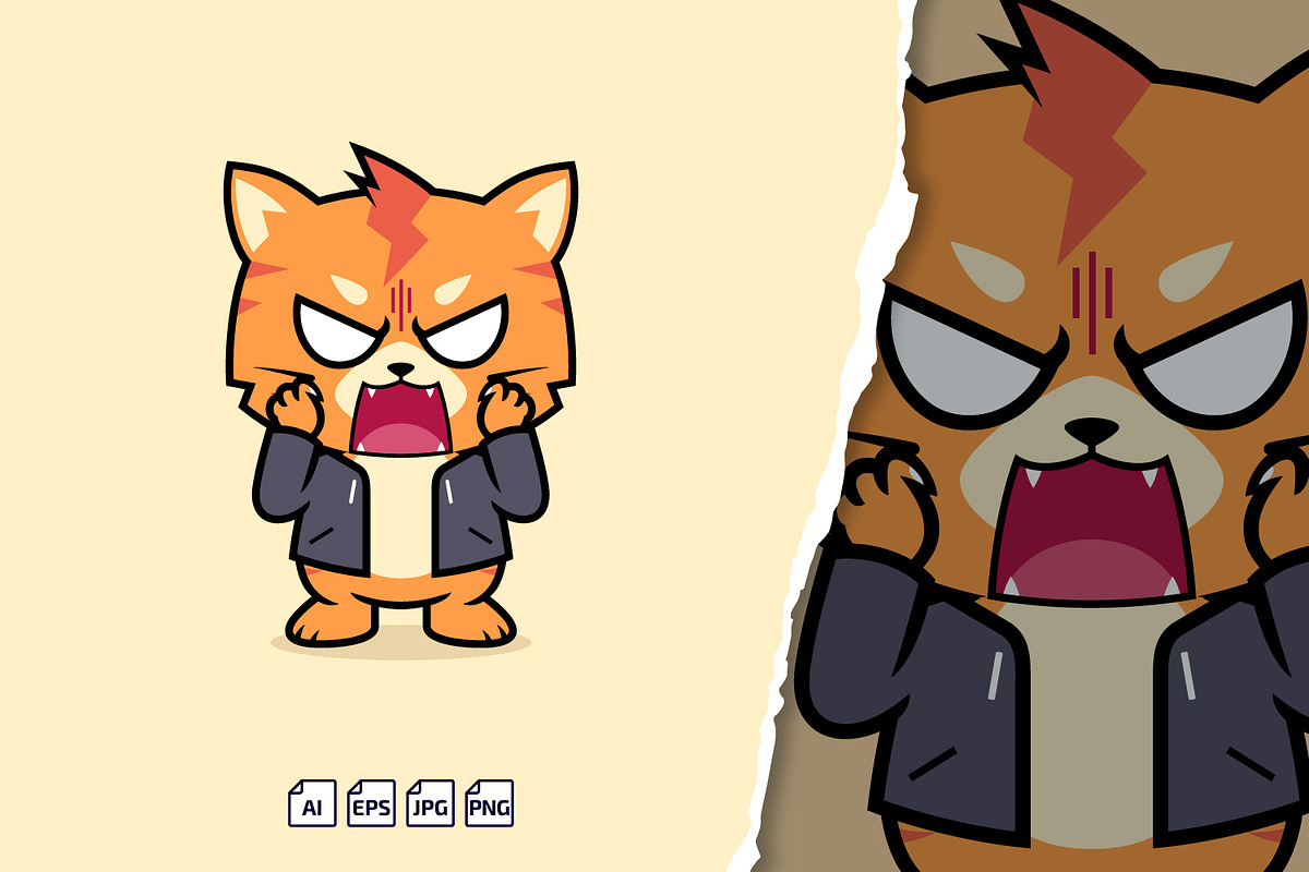 Cute Angry Cats With Hoodie, an Animal Illustration by tkzgraphic