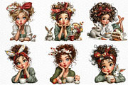 Whimsical Easter Coffee Girl Clipart, an Illustration by Craft Nest (Thumbnail 5 of 12)