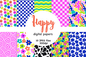 Hippie Digital Paper Retro Pattern