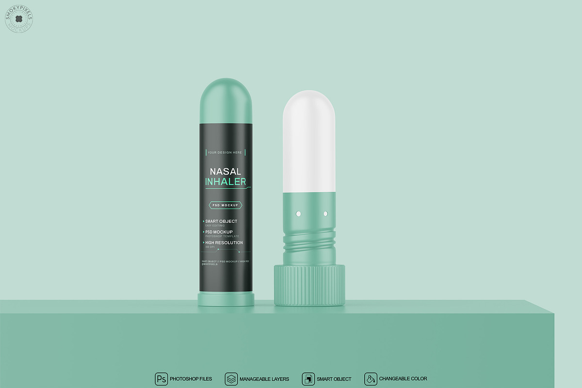 Nasal Inhaler Mockup, a Packaging Mockup by SmokyPixels (Photo 5 of 6)