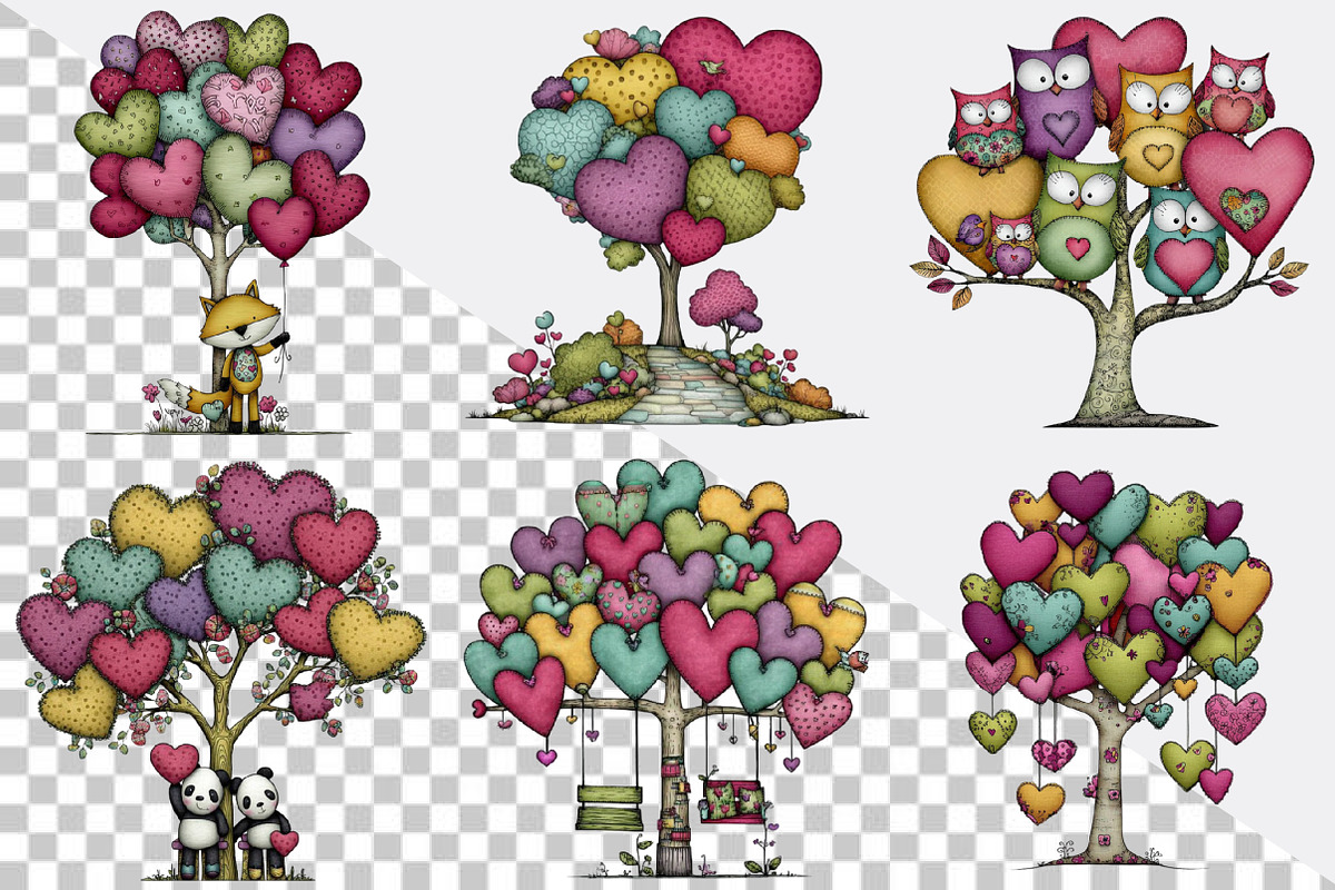 Whimsical Valentines Day Heart Tree, an Illustration by SVGArt (Photo 8 of 8)