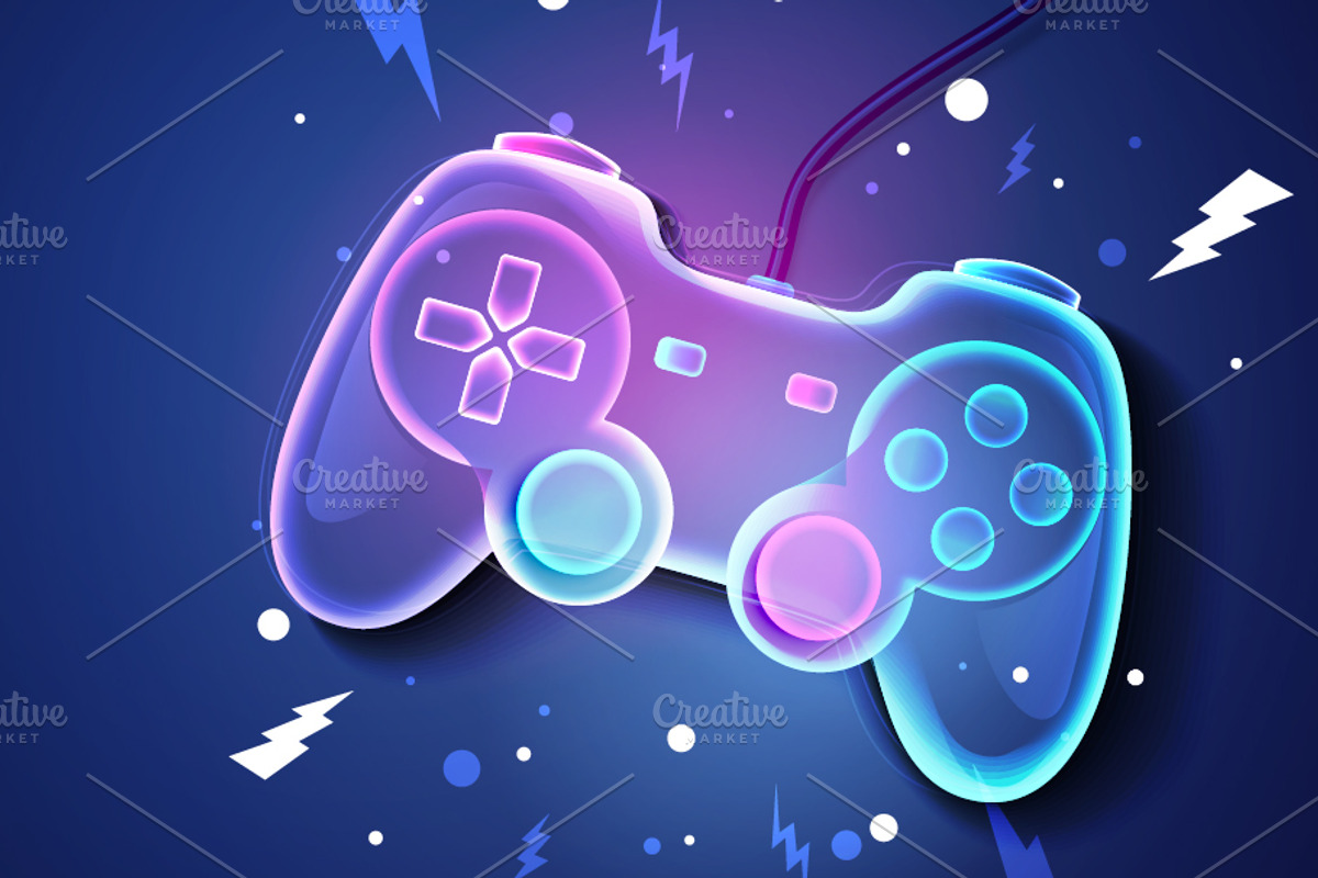 Neon Future Game Pad Background, a Technology Illustration by Black White Mouse Design (Photo 2 of 3)
