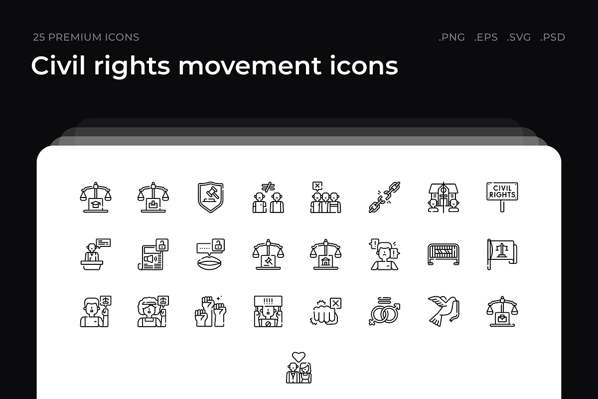 Civil rights movement icons, an Outline Icon by Wencory