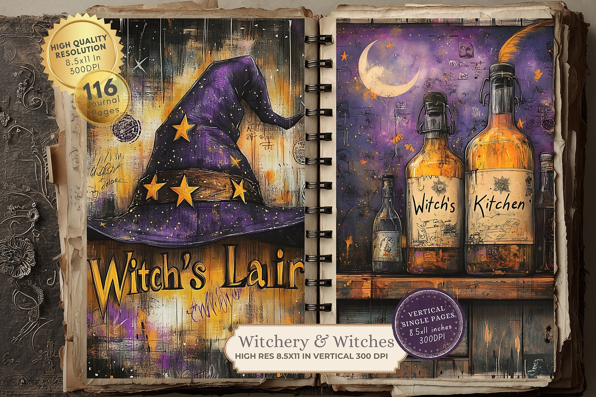 Witchy Junk Journal Printable Kit, a Seasonal Illustration by Nicole Branger Art (Photo 3 of 16)