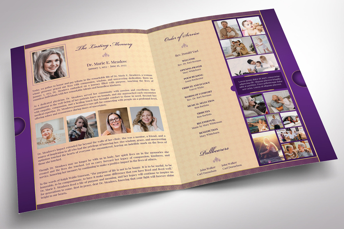 Purple Loving Tabloid Funeral Progra, a Brochure Template by Godserv Designs (Photo 3 of 10)