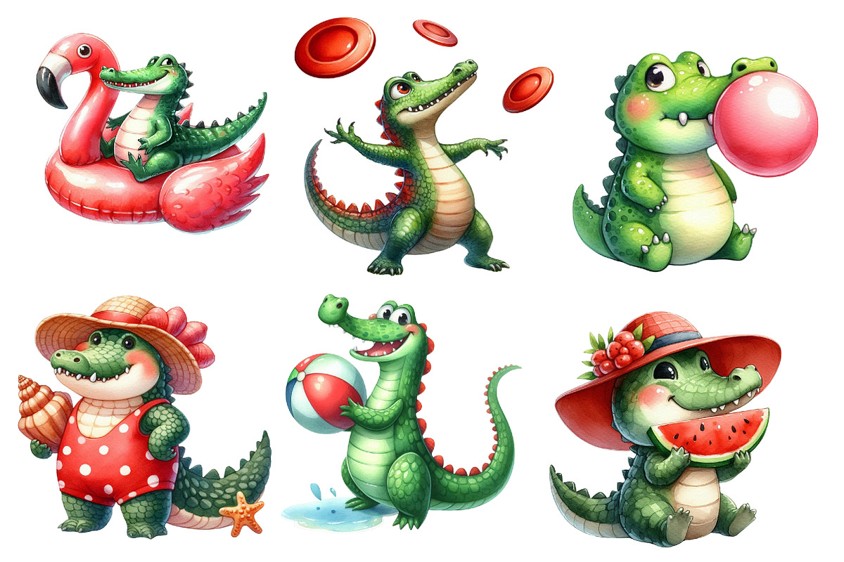 Summer Crocodile Character Clipart, an Illustration by Designworld (Photo 5 of 6)