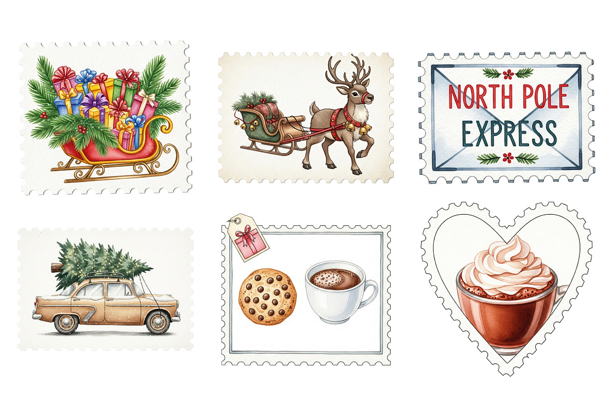 Christmas Postage Stamps, an Illustration by Daily.Designs (Photo 7 of 9)