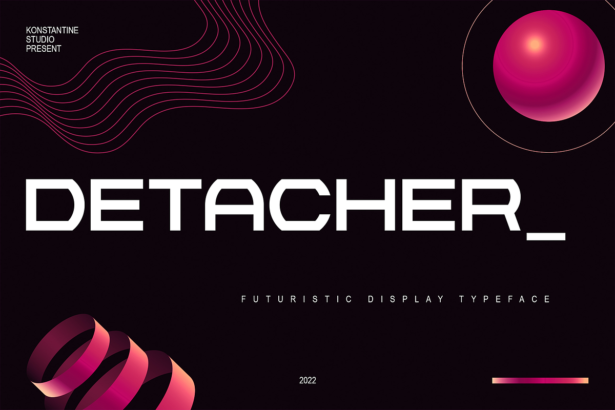 Detacher – Futuristic Display Fonts, a Sans Serif Font by Konstantine Studio (Photo 1 of 3)