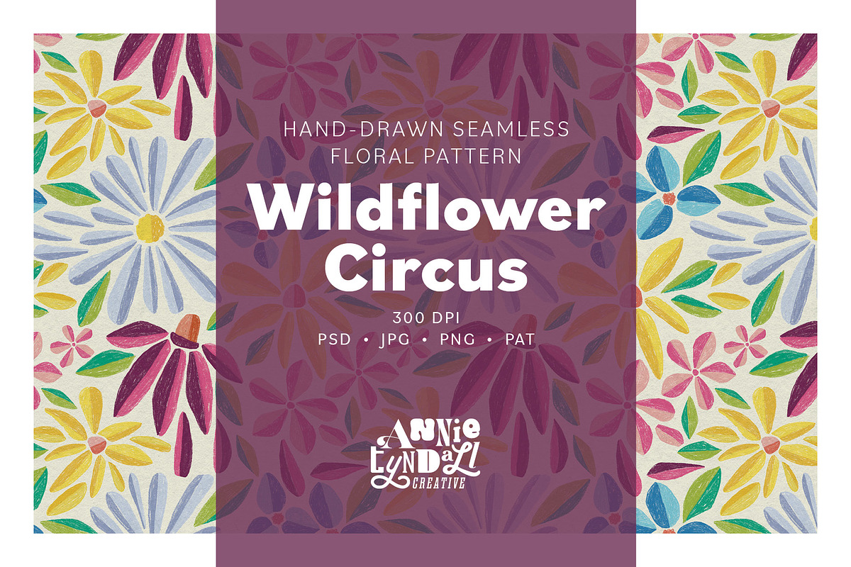 Wildflower Circus Seamless Pattern, a Pattern Graphic by Annie Tyndall Creative (Photo 1 of 12)