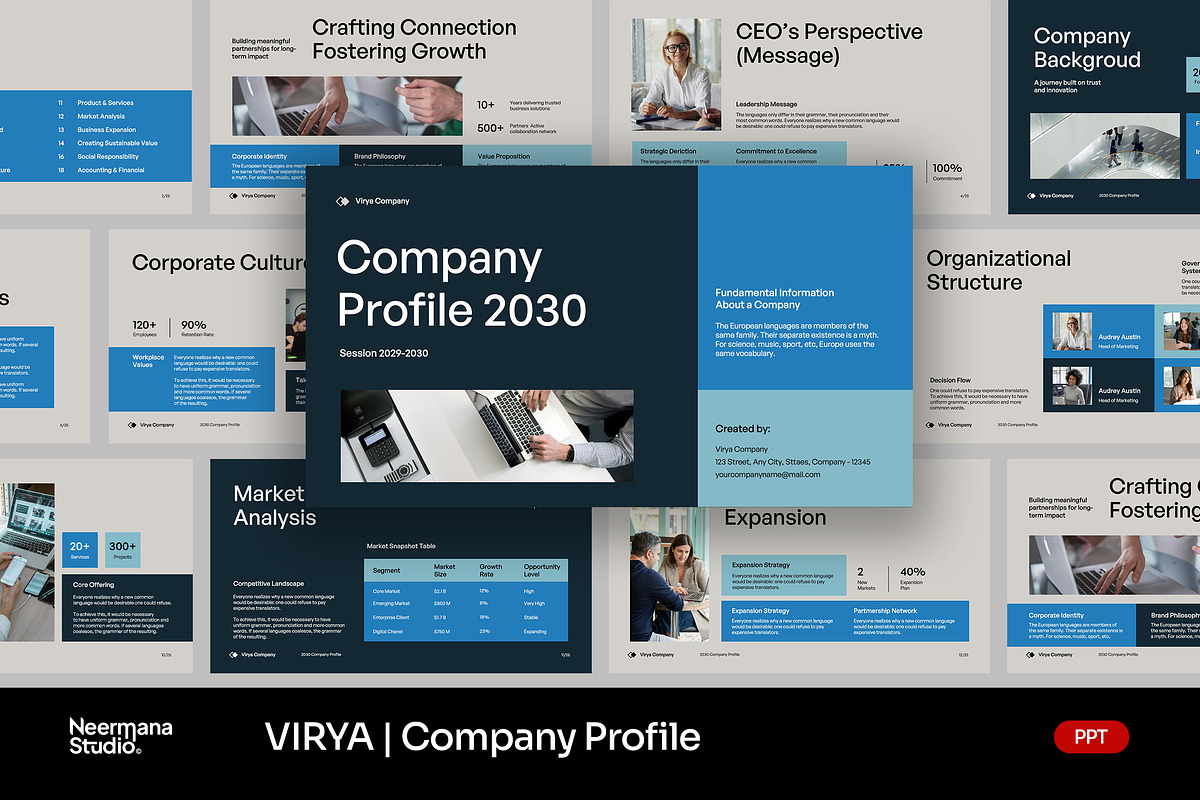 VIRYA | Marketing Agency Profile PPT, a Presentation Template by Neermana (Photo 1 of 4)