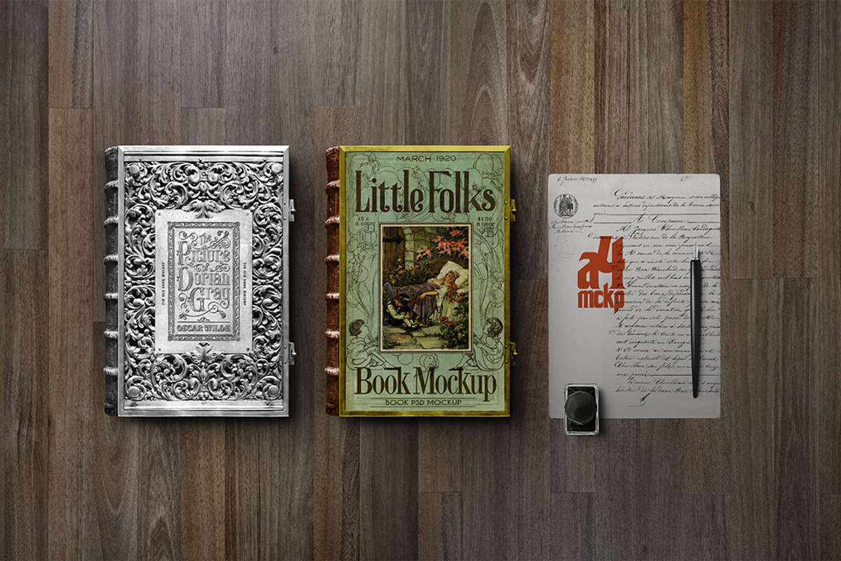 Book Mockup Old Antique Metal Frame, a Mockup by Avelina Studio (Photo 1 of 4)