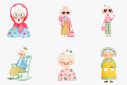 whimsical funny old lady clipart, an Illustration by CreationArt (Thumbnail 2 of 5)