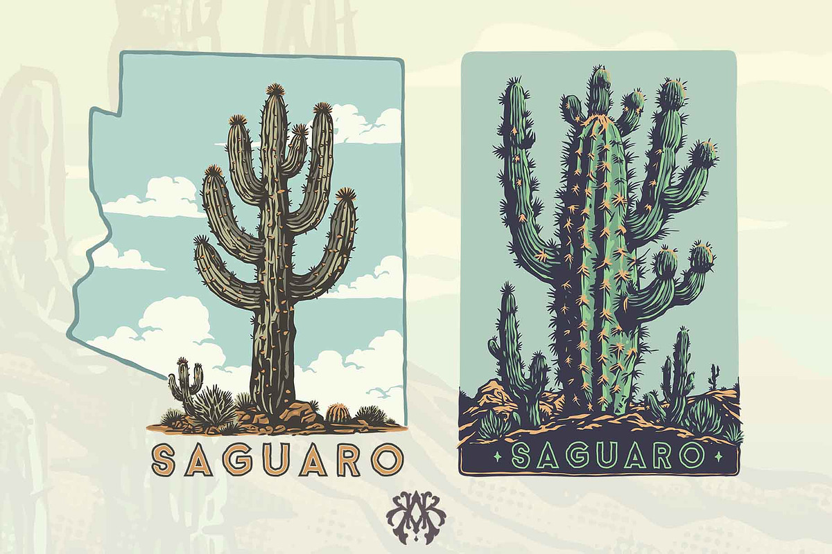 Cactus & Desert Vintage Cartoon Set, an Object Illustration by Krizvector Artwork Shop (Photo 4 of 7)