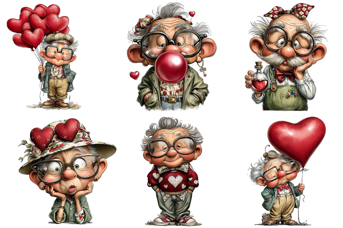 Quirky Valentine Grandpa Clipart, an Illustration by Craft Nest (Photo 3 of 8)