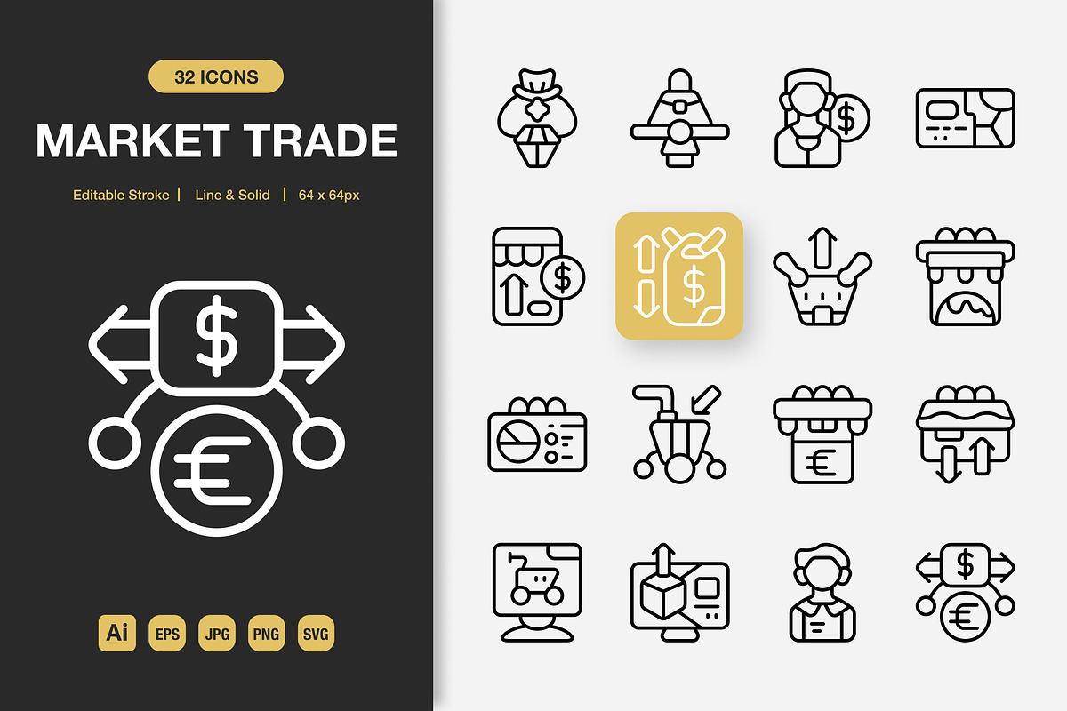 Market Trade Icons, an Icon by Spacepixel Creative (Photo 1 of 3)
