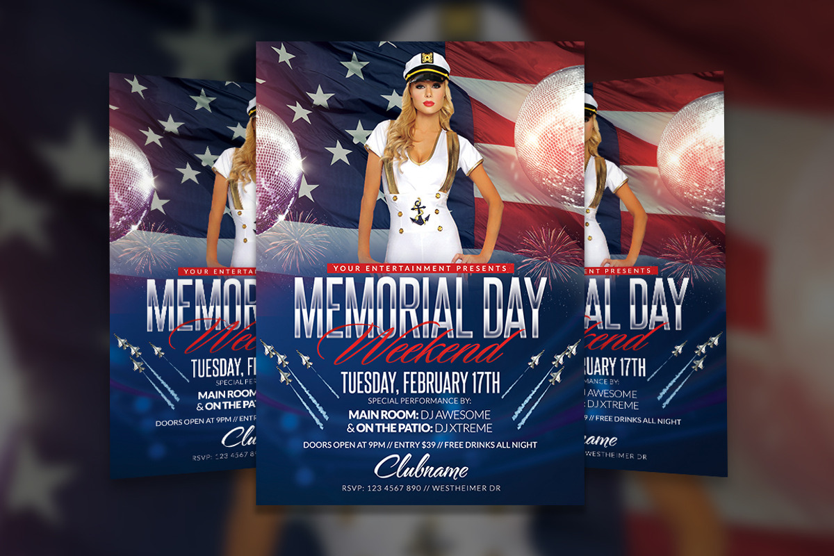 Memorial Day Weekend Flyer Template, a Flyer Template by Creative Waffle (Photo 1 of 5)