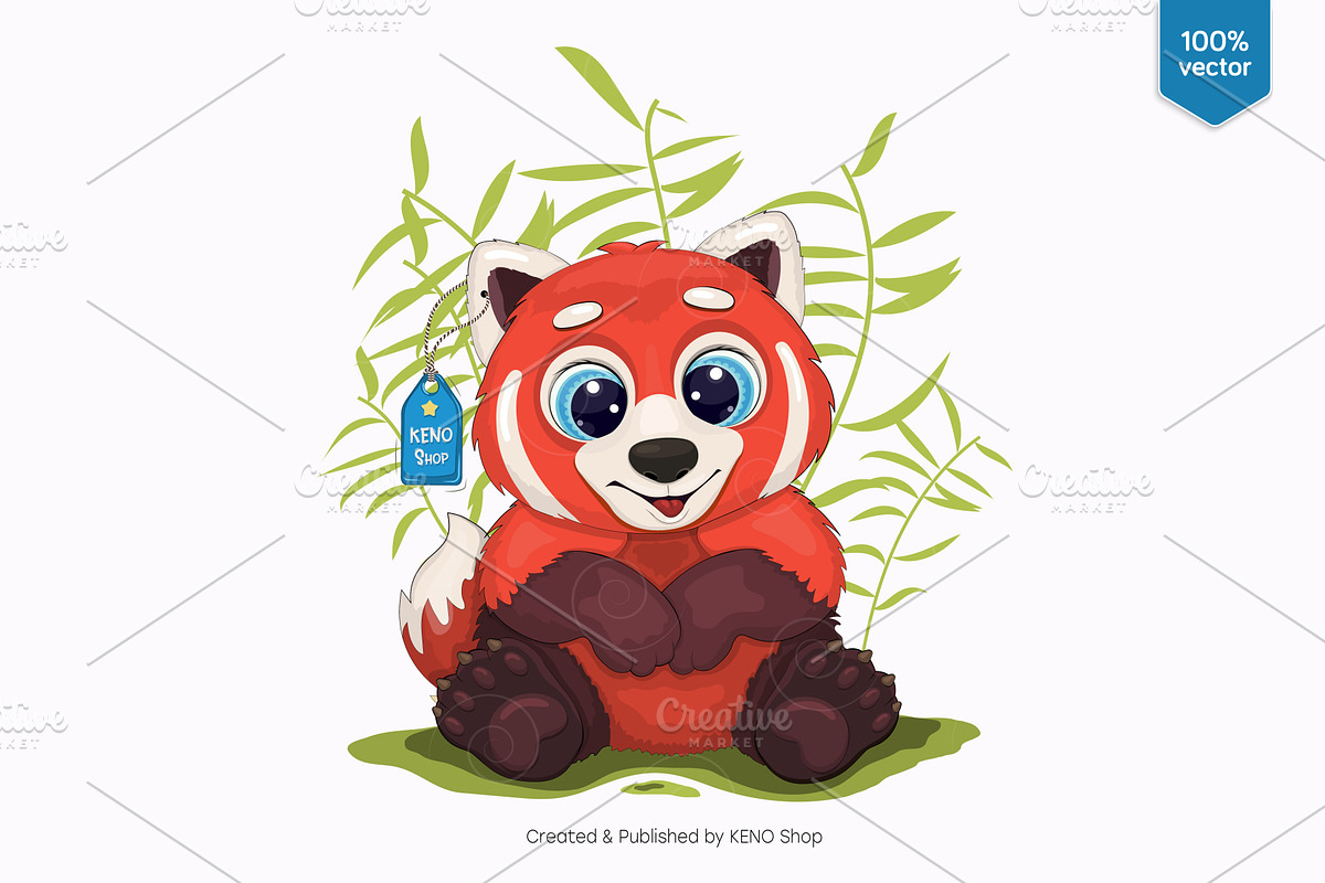 Big cartoon red panda. Tshirt, PNG., an Animal Illustration by KENO Mascots (Photo 2 of 4)