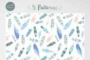 Watercolor Feathers: Patterns+Frames, a Pattern Graphic by Inna Moreva (Thumbnail 2 of 5)
