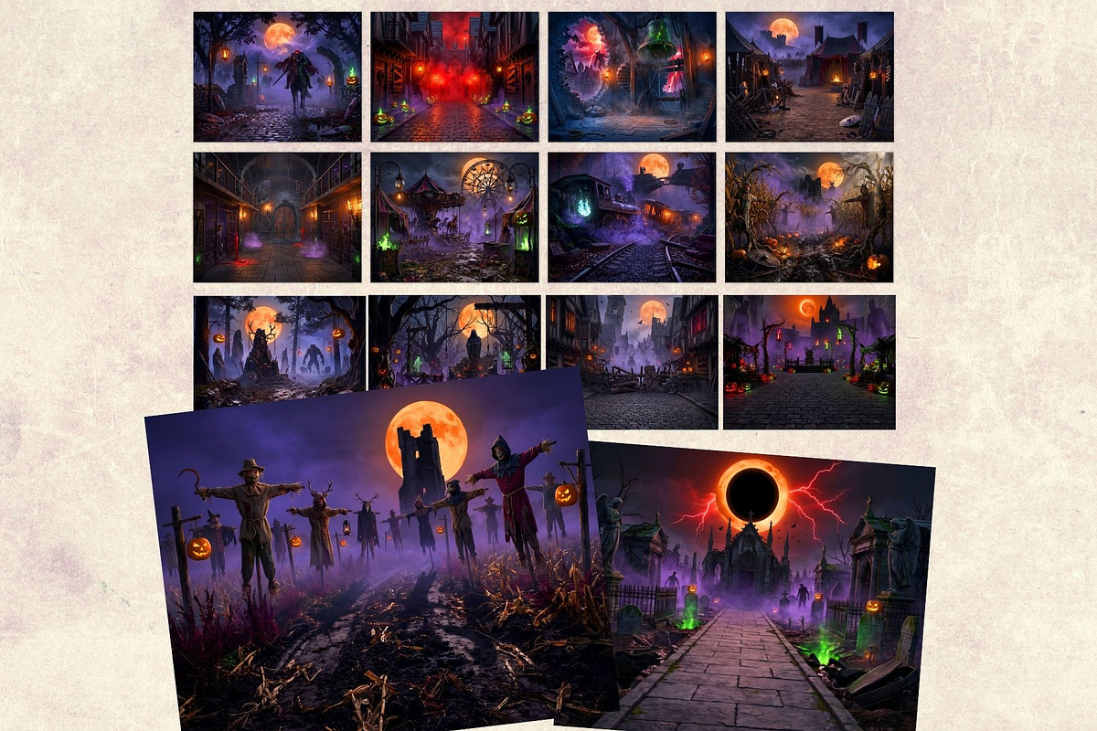 100 Halloween RPG Backdrops, a Seasonal Illustration by ThatsDesignArt (Photo 16 of 19)