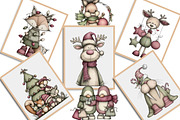 Whimsical Christmas Animals Clipart, an Illustration by Creative Art (Thumbnail 8 of 11)
