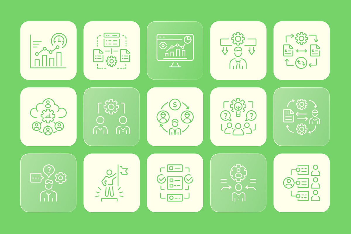 Management Icons Set, an Outline Icon by Prosymbols (Photo 5 of 7)