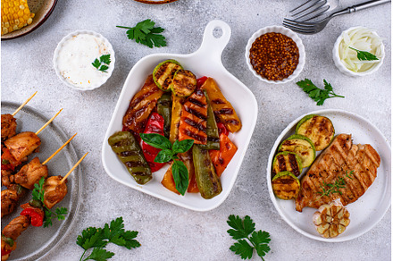 Assortment of grilled bbq meat and