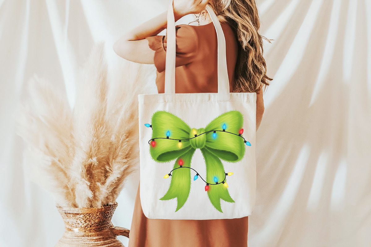 Festive Green  Bow Christmas PNG, an Illustration by Craft Nest (Photo 2 of 6)