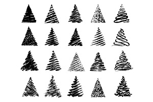 Silhouettes of christmas trees.
