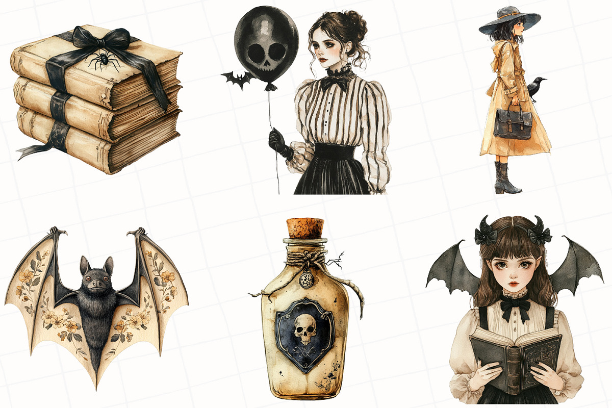 Beige & Black Halloween Clipart, an Illustration by OK Design (Photo 3 of 5)