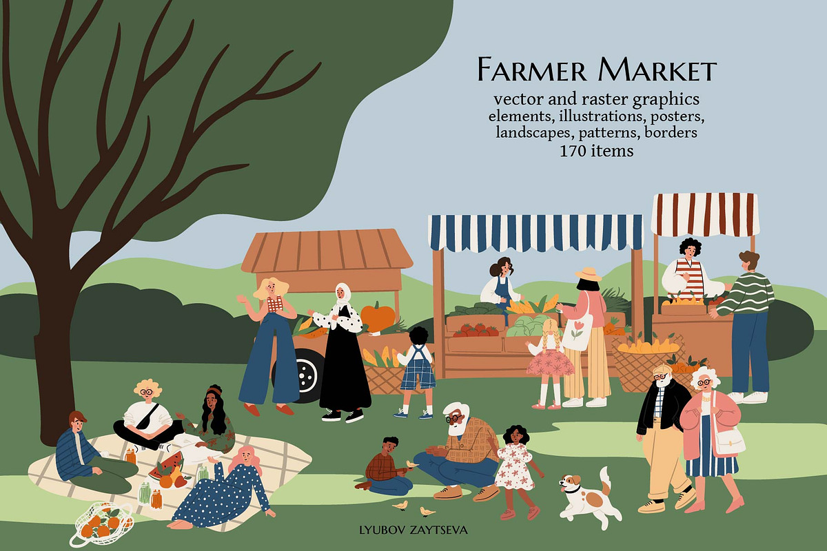 Farmer Market & Park People Scenes, a Person Illustration by LyubovZaytseva (Photo 1 of 24)