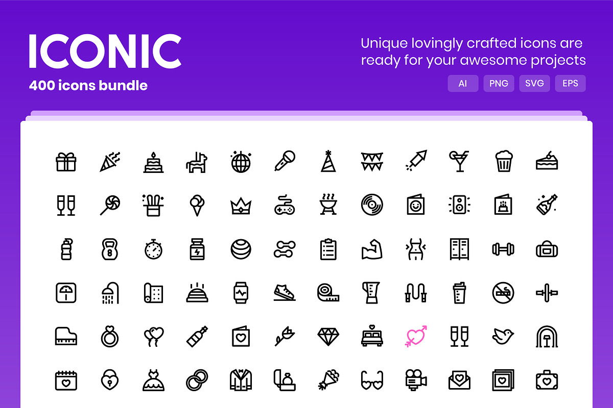 ICONIC - 400 Vector Line Icons, an Icon by RudenkoArts (Photo 1 of 15)