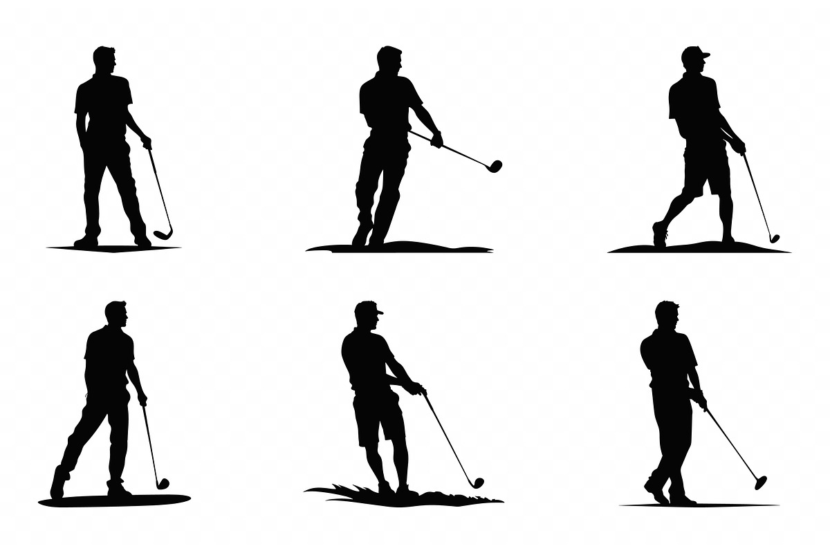 Golfer Silhouette Vector art Set, a Person Illustration by Gfx Expert Team (Photo 3 of 3)