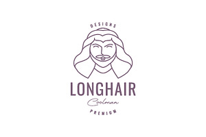 Man Mustache Bearded Long Hair Logo