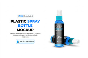 Plastic Spray Bottle Mockup, a Packaging Mockup by artBit Design Studio