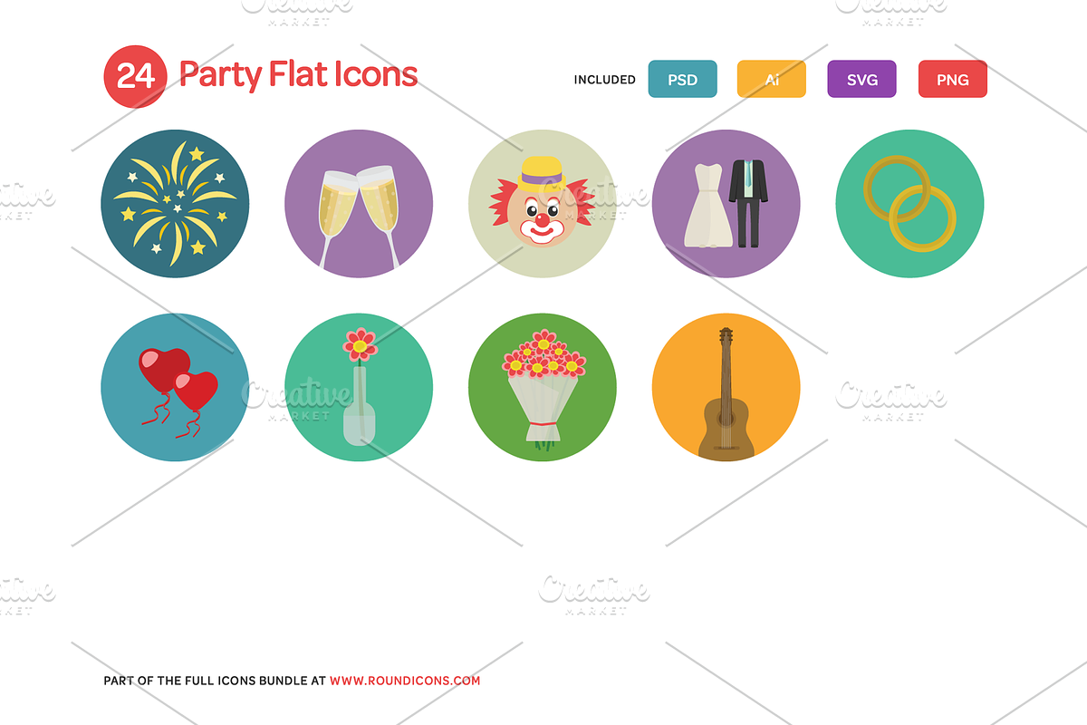 Party Flat Icons Set, an Icon by Vectopus.com