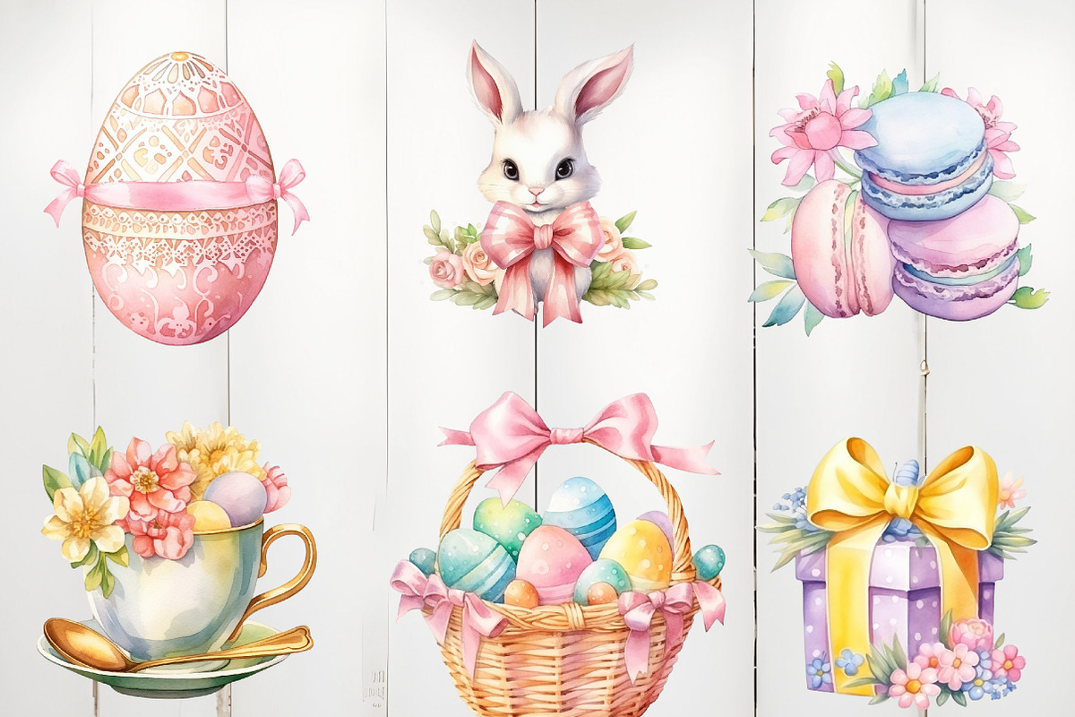 Watercolor Coquette Easter Clipart, an Illustration by Watercolor design (Photo 2 of 4)