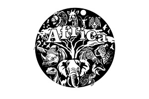 Africa abstract with animals. hand, an Animal Illustration by Nenahliadava Design