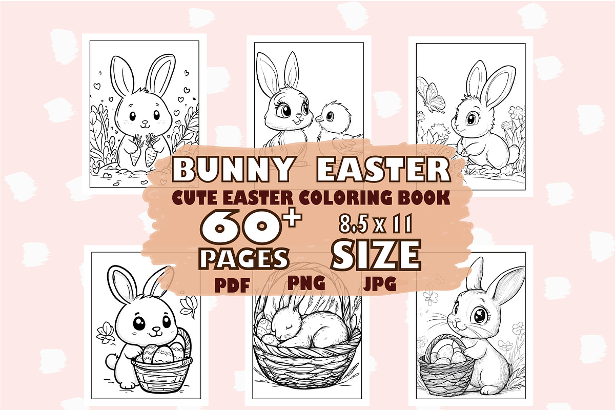 Bunny Easter Coloring Pages, an Animal Illustration by Design Zone