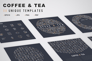 Coffee And Tea Icons Set Concept