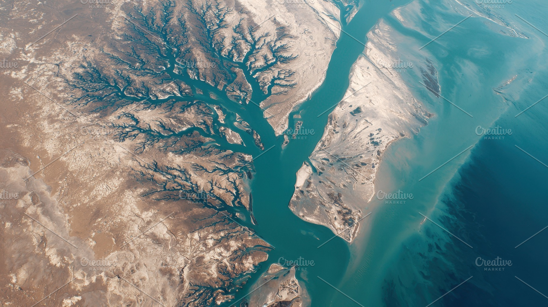Aerial view of winding rivers in a coastal landscape, a Background Photo by AlyaAnd