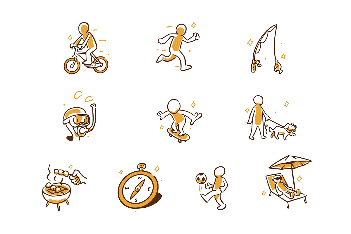 Outdoor Activities Doodle Icon Set, an Object Illustration by SLAB! Design (Photo 3 of 3)