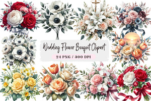 Wedding Flower Bouquet Clipart, an Illustration by DreamArtGraphic