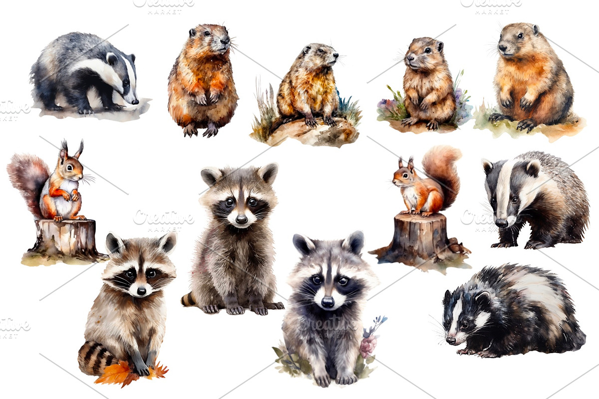Watercolour Animals and plants, an Animal Illustration by AkvarelRiver (Photo 5 of 16)