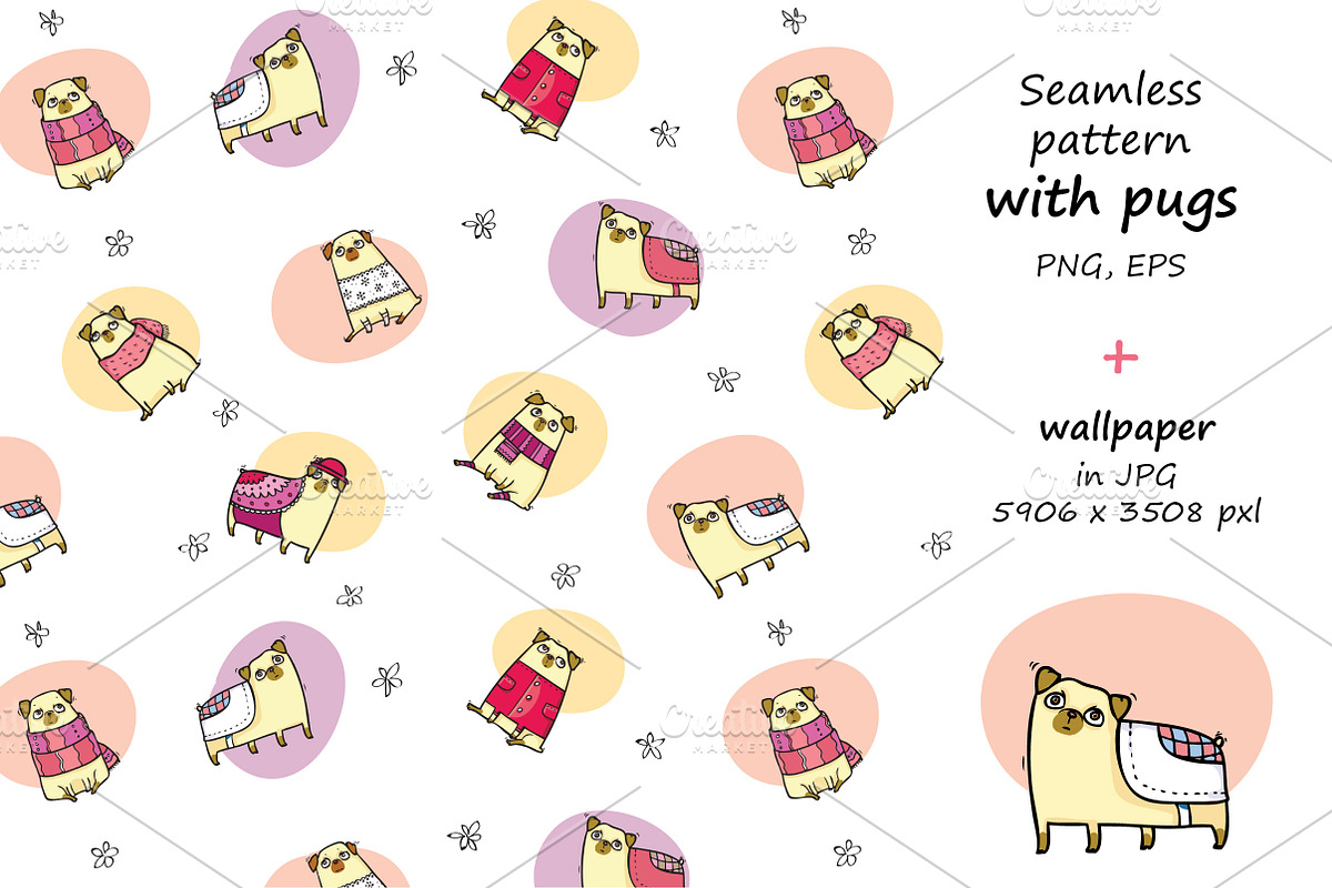 Pugs&Magnolias 29 elements, an Illustration by Zooza Art (Photo 7 of 9)