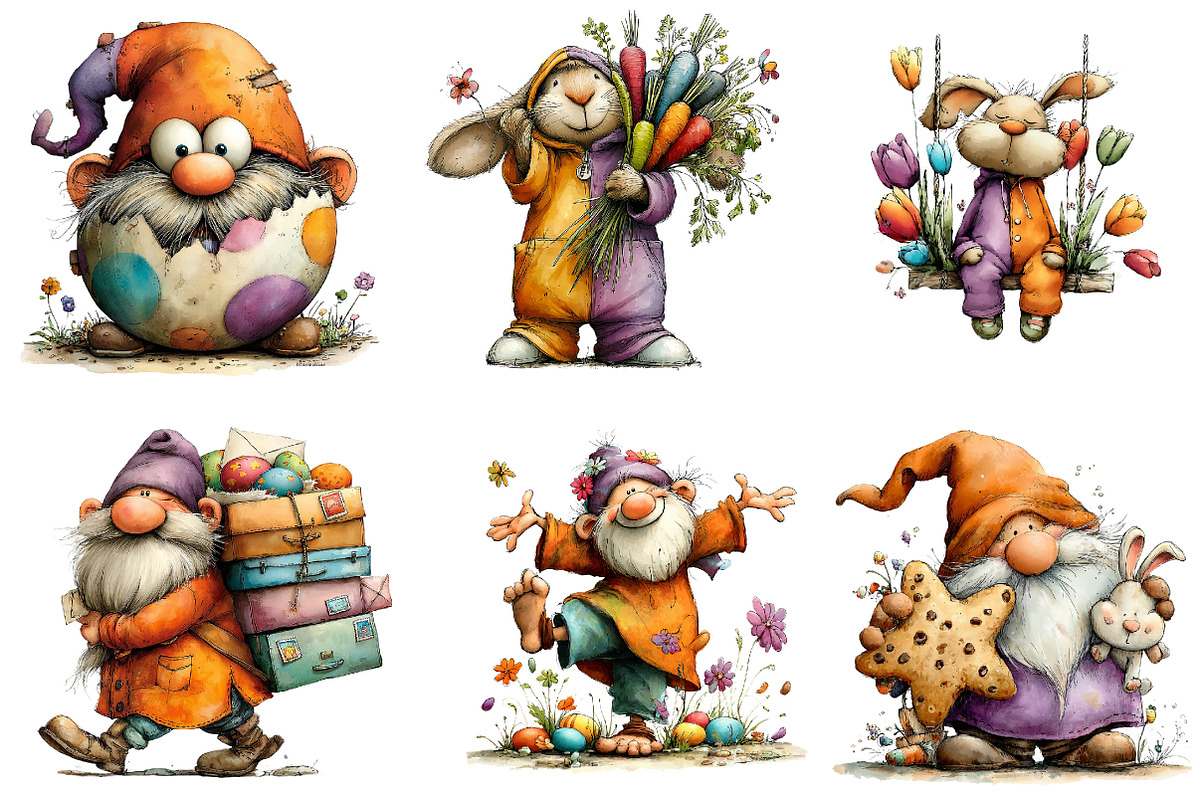 Easter Gnome Clipart, an Illustration by CreationArt (Photo 4 of 6)