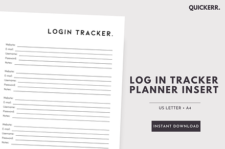 Login Keeper Planner Insert